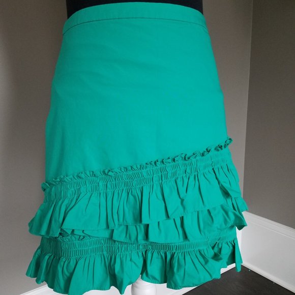 J Crew Turquoise Mini Skirt in Cotton Poplin 0 - Picture 9 of 13